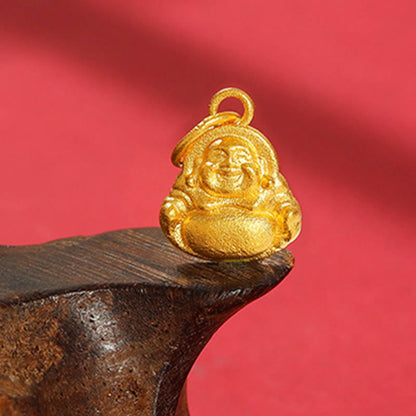 Buddhist Blessing 999 Gold Mini Laughing Buddha Luck Wealth Necklace Pendant