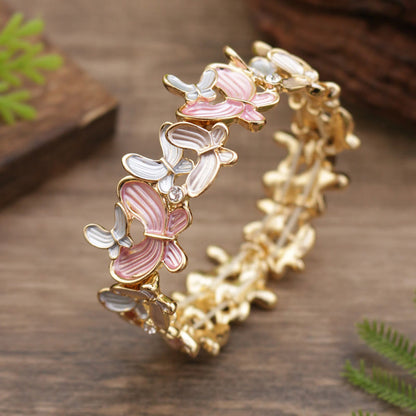 Buddhist Blessing Colorful Butterfly Love Alloy Elastic Bracelet Bangle