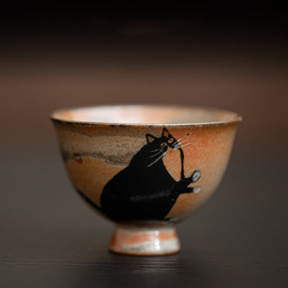 Buddhist Blessing Small Cute Cat Teacup Kung Fu Tea Cup 60ml