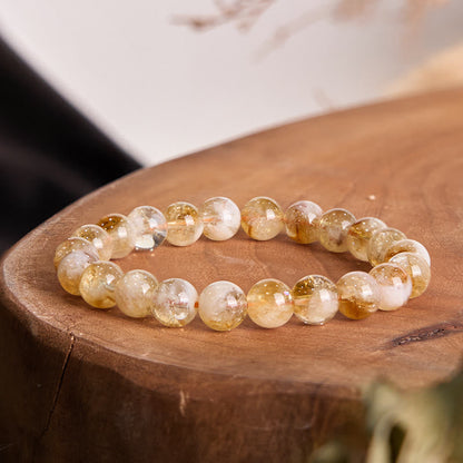 Buddhist Blessing Natural Citrine Snowflake Crystal Prosperity Bracelet