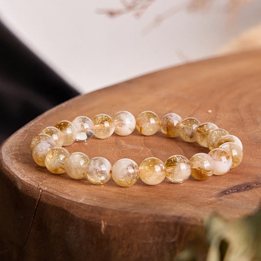 Buddhist Blessing Natural Citrine Snowflake Crystal Prosperity Bracelet