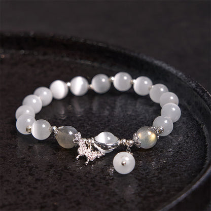 Buddhist Blessing Cat's Eye Moonstone Butterfly Star Charm Support Bracelet