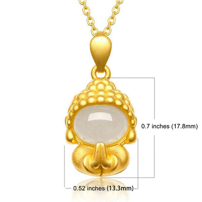 Buddha Stones White Jade Buddha Success Pendant Necklace
