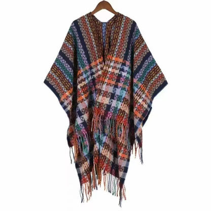 Buddhist Blessing Tibetan Colorful Stripe Geometry Tassels Shawl Fall Winter Soft Scarf Wrap
