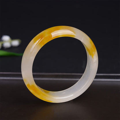 Buddhist Blessing Yellow Chalcedony Harmony Positivity Bracelet Bangle