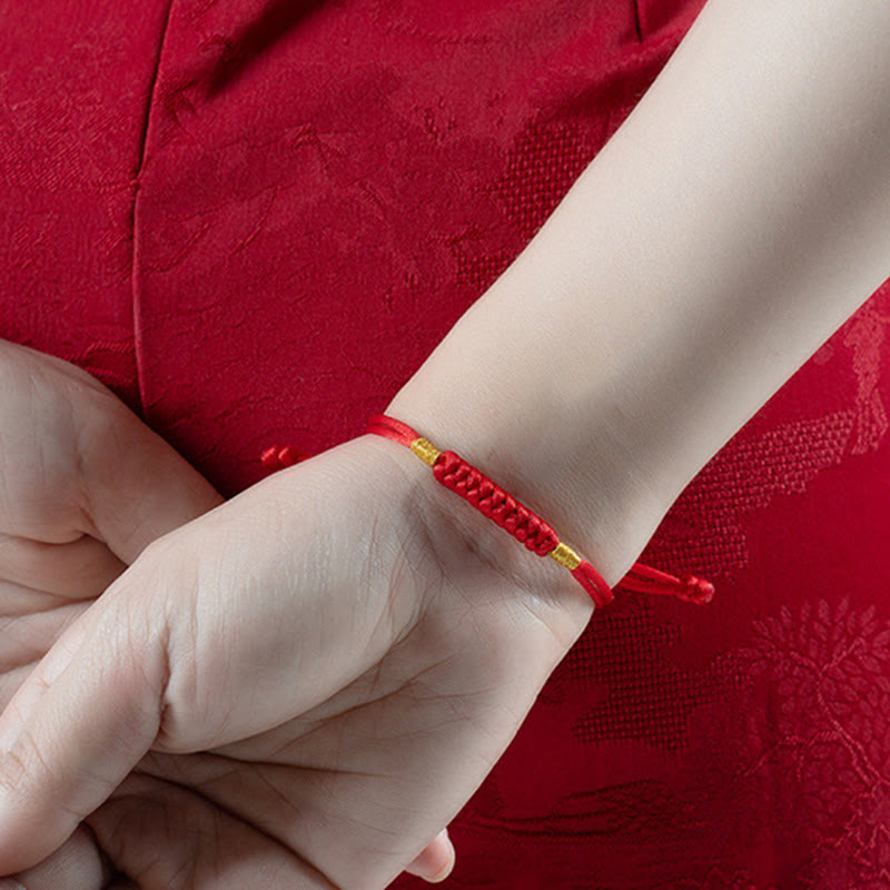 Buddhist Blessing Handmade Braided Red String Happy Knot Flat Knot Colorful Rope Bracelet