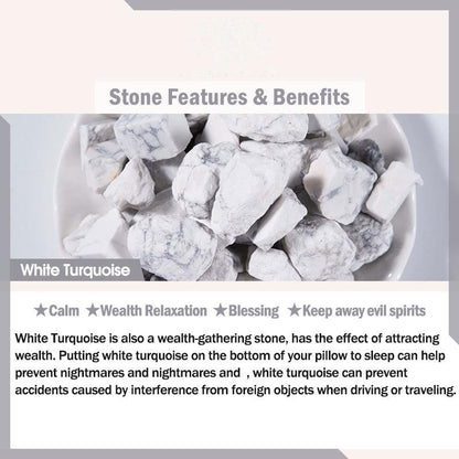 Buddhist Blessing 925 Sterling Silver Lotus Design Natural White Turquoise Wealth Bracelet