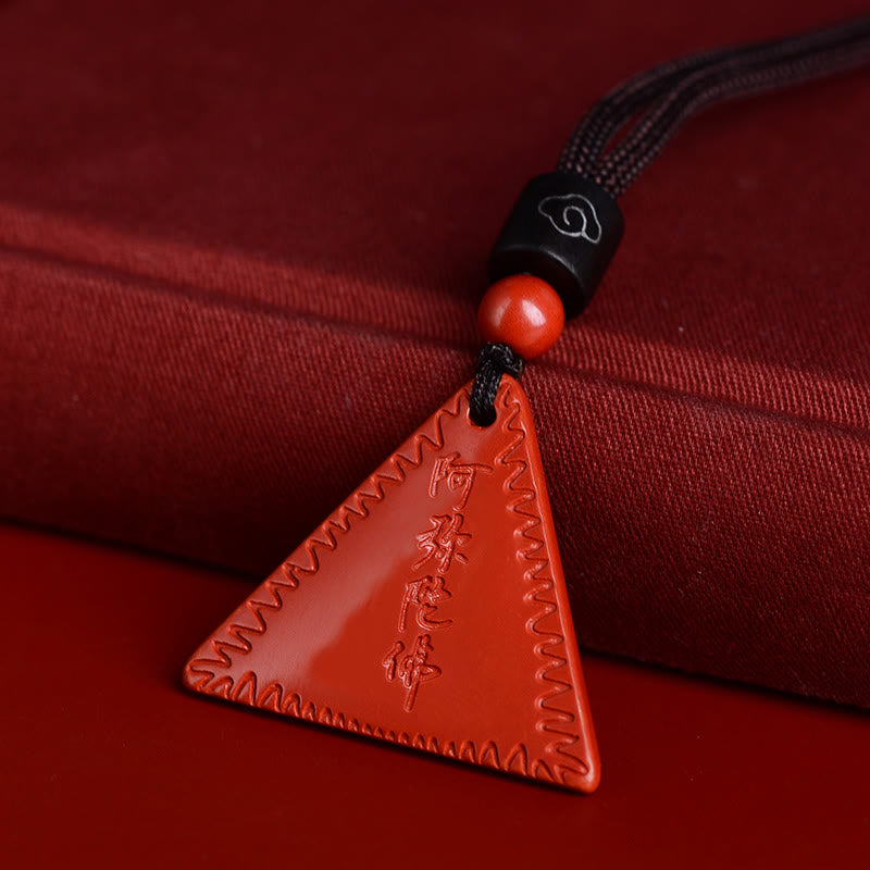 Buddhist Blessing Cinnabar Amitabha Calm Necklace Pendant