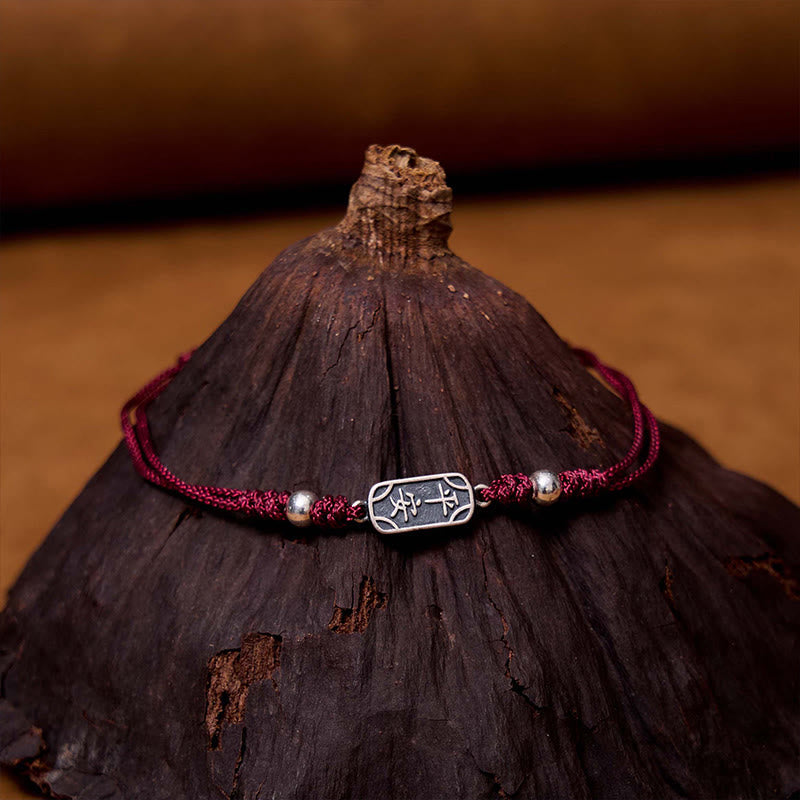 Buddhist Blessing Handmade 925 Sterling Silver Peace And Joy Safe Well Protection Braided Bracelet