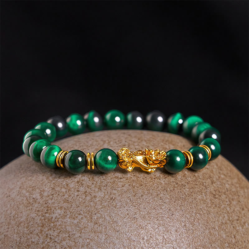 Buddhist Blessing Various Color Tiger Eye Beads Spacer Beads Pixiu Wealth Courage Bracelet