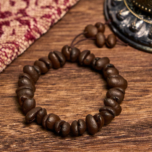 Buddhist Blessing Handmade Natural Coffee Beans Bracelet