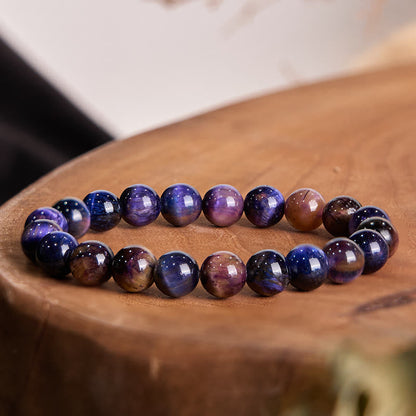 Buddhist Blessing Natural Purple Tiger Eye Protection Strength Bracelet