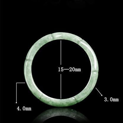 Buddhist Blessing Natural Bamboo Design Jade Abundance Ring