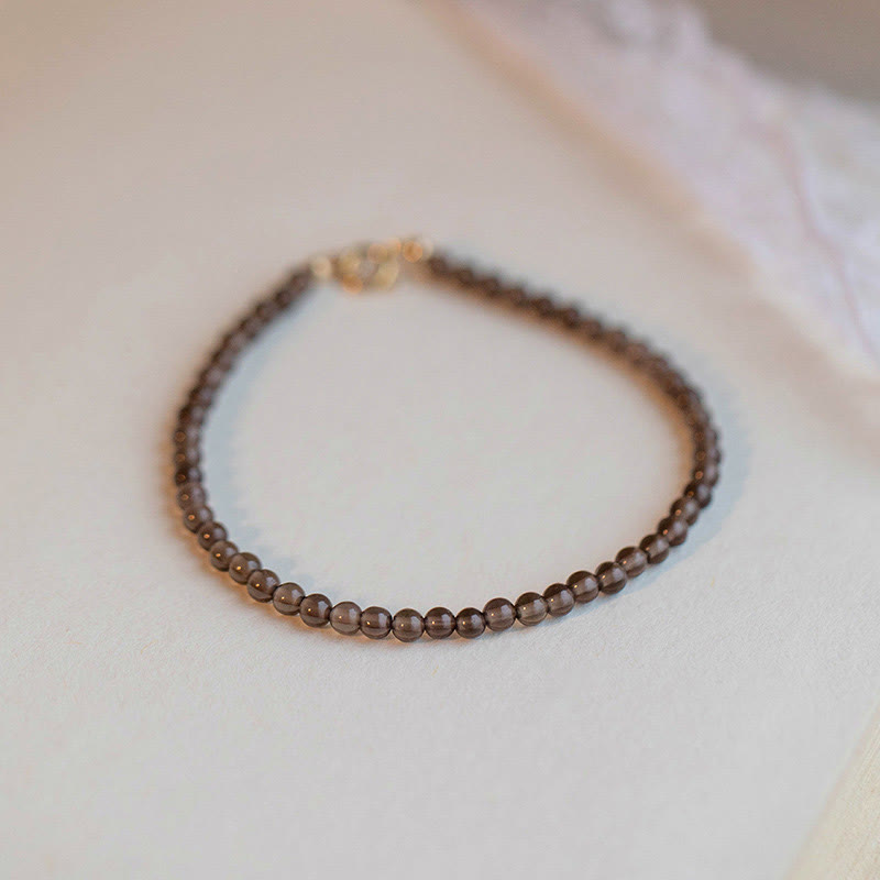 Buddhist Blessing Smoky Quartz Black Obsidian Ultra-thin Beads Success Bracelet
