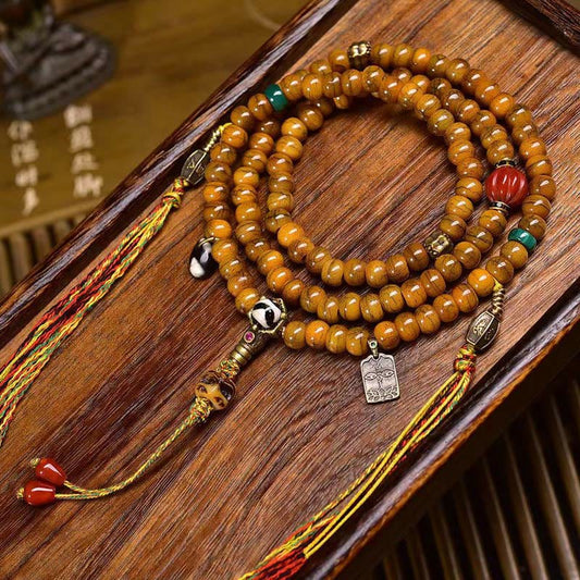 Buddhist Blessing Tibetan 108 Beads Bone Beads Dzi Bead Keep Away Evil Spirits Mala