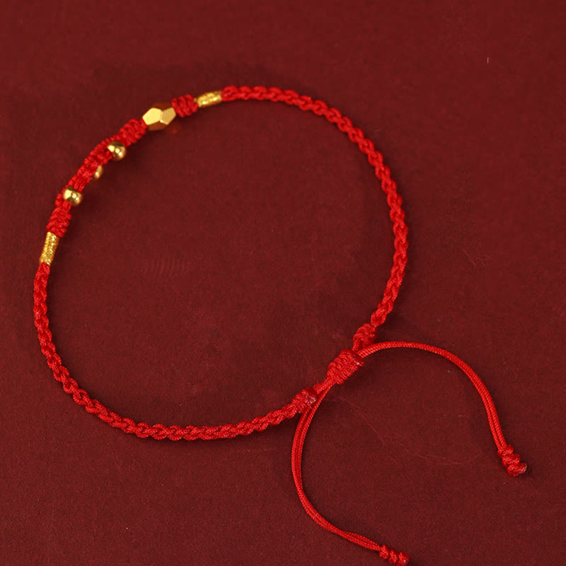 Buddhist Blessing 999 Gold Year of the Snake Mini Gold Bead Handmade Luck Protection Braided Bracelet