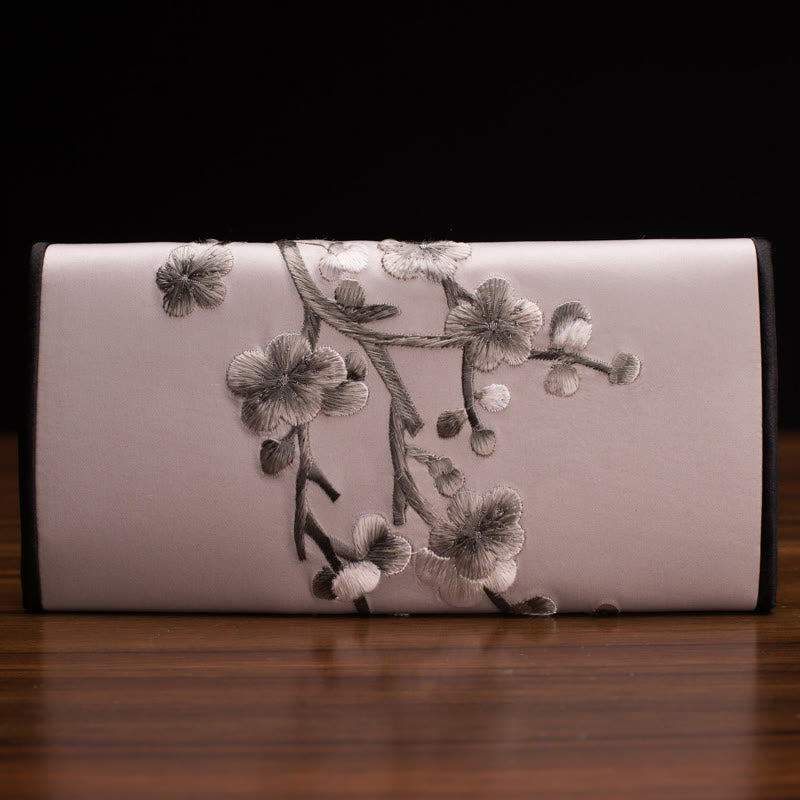 Buddhist Blessing Plum Bossom Su Embroidery Journey Shopping Long Purse Handbag