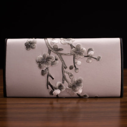 Buddhist Blessing Plum Bossom Su Embroidery Journey Shopping Long Purse Handbag