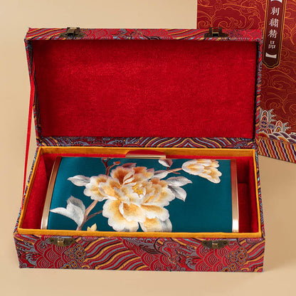 Buddhist Blessing Carnation Peony Begonia Su Embroidery Wedding Shopping Purse Handbag Crossbody Bag