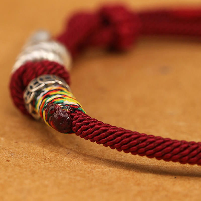 Buddhist Blessing Red String 925 Sterling Silver Year of the Snake Coin Ring Snake Luck Bracelet