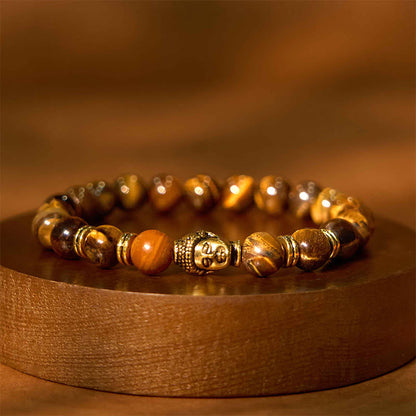 Buddhist Blessing Blue Green Red Tiger Eye Buddhist Blessing Head Balance Bracelet