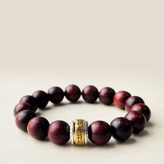Buddhist Blessing Small Leaf Red Sandalwood Amulet Protection Bracelet