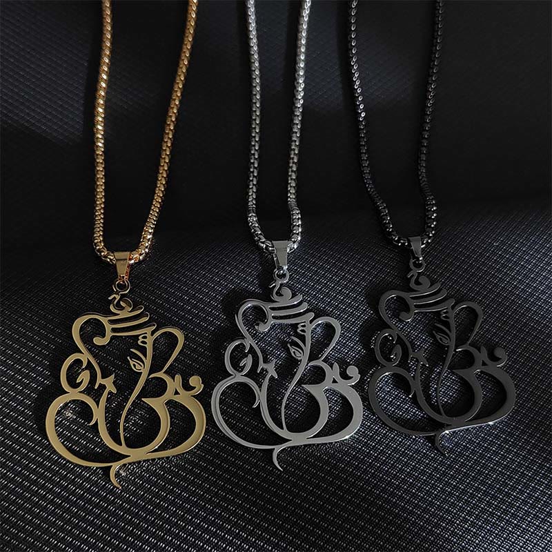 Buddhist Blessing Ganesh Elephant Stainless Steel Protection Necklace Pendant