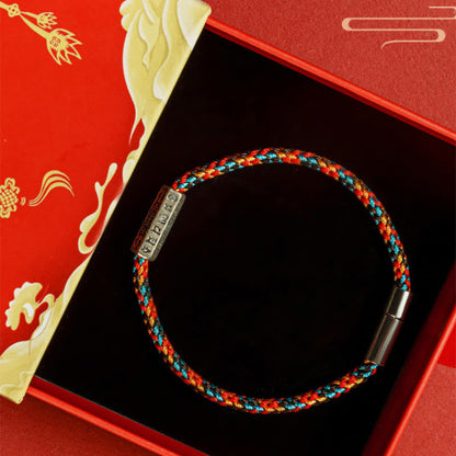 Buddhist Blessing Red String Black String Six True Words 925 Sterling Silver Luck Bracelet