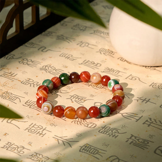 Buddhist Blessing Natural Alashan Agate Confidence Bracelet