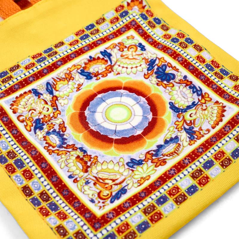 Buddhist Blessing Dunhuang Flying Apsaras Lotus Buddha Statues Canvas Handbag