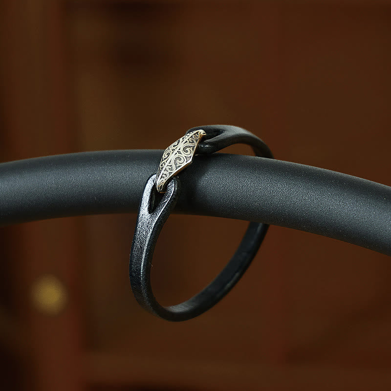 Buddhist Blessing 925 Sterling Silver Leather Multi-turn Protection Bracelet