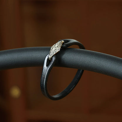 Buddhist Blessing 925 Sterling Silver Leather Multi-turn Protection Bracelet