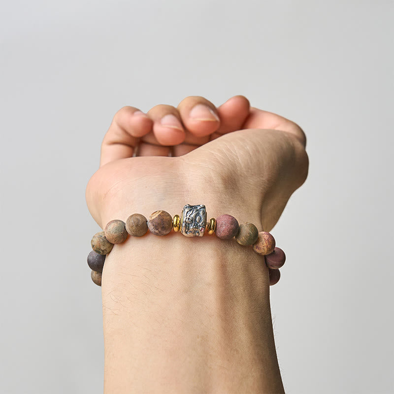 Buddhist Blessing Natural Picasso Jasper Buddha Face Energy Bracelet