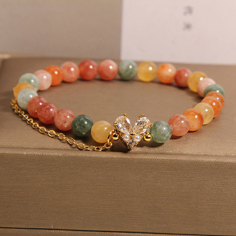 Buddhist Blessing Citrine Green Crystal Prosperity Bracelet