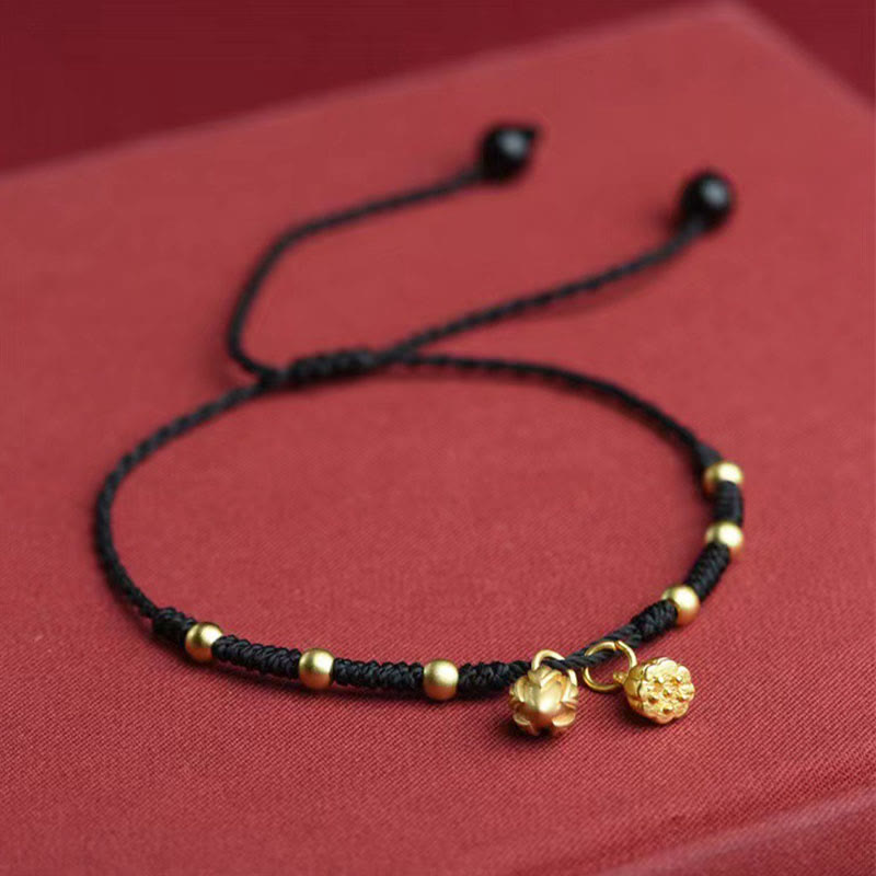 Buddhist Blessing Lotus Pod Charm Luck String Rope Anklet