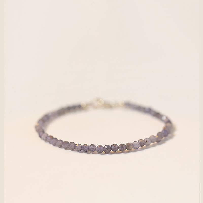 Buddhist Blessing 3mm Amethyst Iolite Ultra-thin Beads 14k Gold Plated Copper Communication Bracelet
