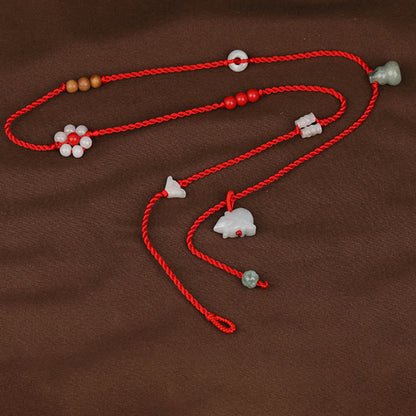 Buddhist Blessing Chinese Zodiac Peach Wood Blessing Red String Belly Chain