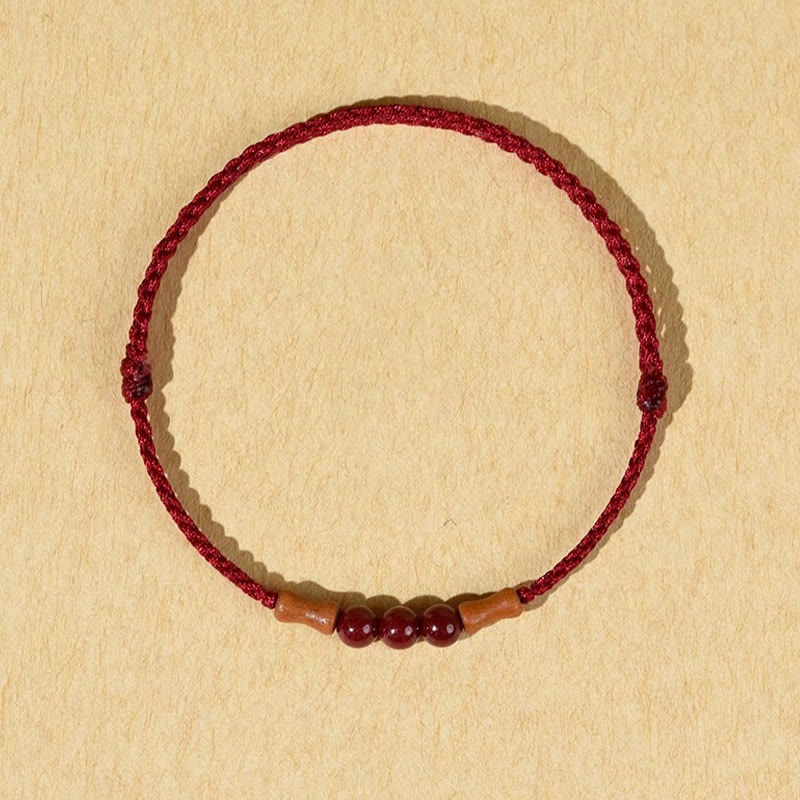 Buddhist Blessing Cinnabar Beads Peach Wood Blessing String Bracelet