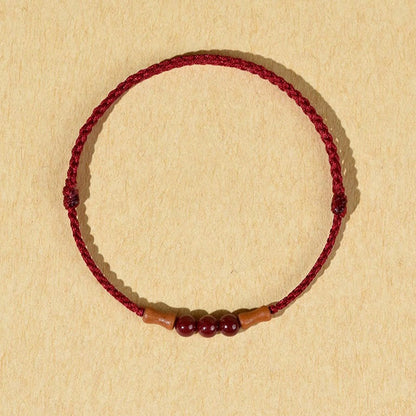 Buddhist Blessing Cinnabar Beads Peach Wood Blessing String Bracelet