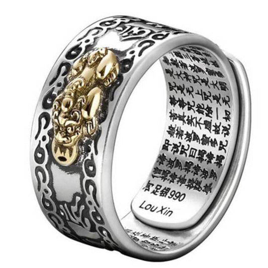 Buddhist Blessing Lucky FengShui PiXiu Wealth Ring