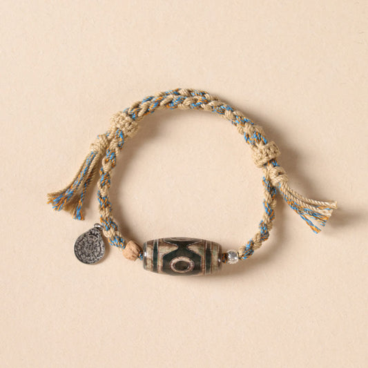 Buddhist Blessing Tibetan Dzi Bead Wealth  Protection Braided Bracelet