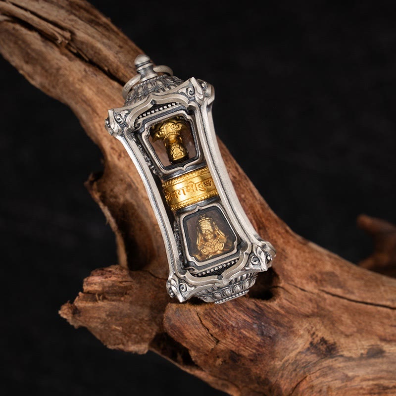 Buddhist Blessing 925 Sterling Silver Tibetan Zakiram Goddess of Wealth Blessing Necklace Pendant