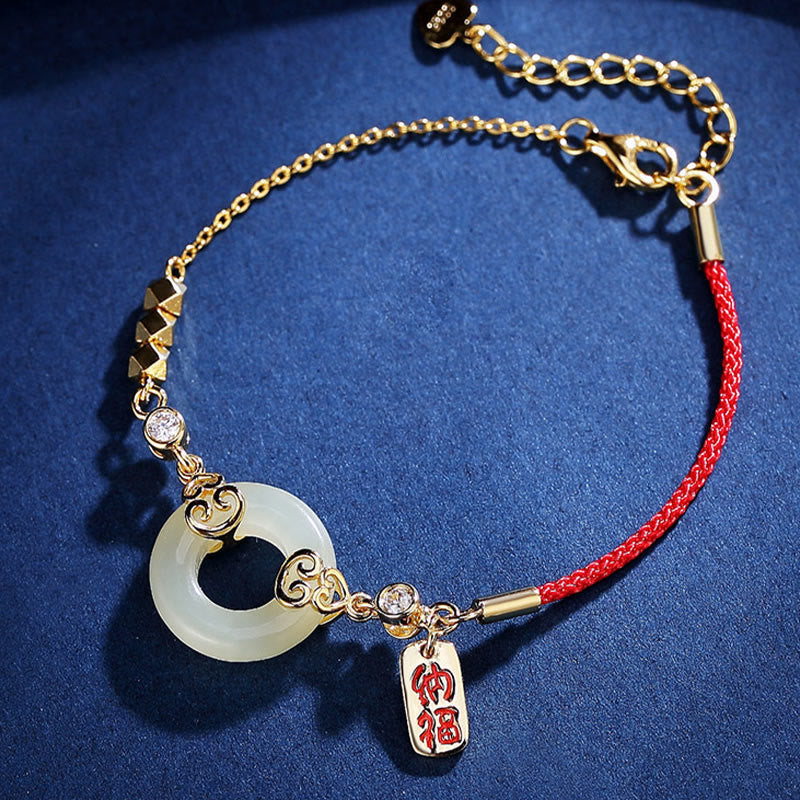 Buddhist Blessing 925 Sterling Silver Natural Hetian Jade Gourd Peace Buckle Zircon Luck Bracelet Necklace Pendant Earrings