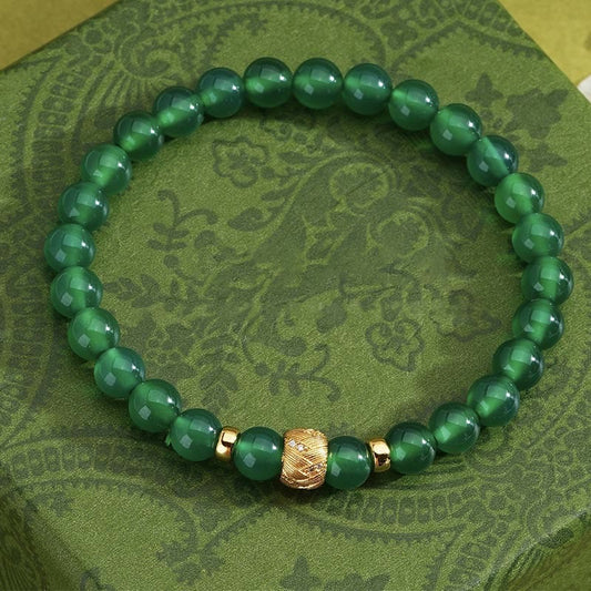 Buddhist Blessing Green Agate Beads Support Bracelet
