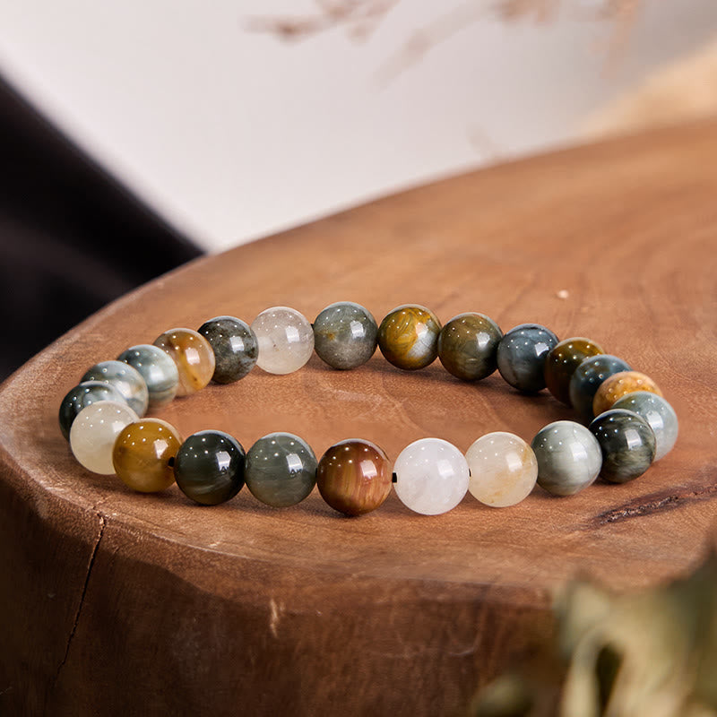 Buddhist Blessing Natural Eagle's Eye Stone Confidence Positive Bracelet