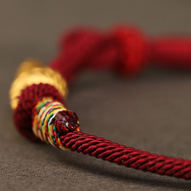 Buddhist Blessing 999 Gold Year of the Snake Design Handmade Luck Protection Rope Braided Bracelet
