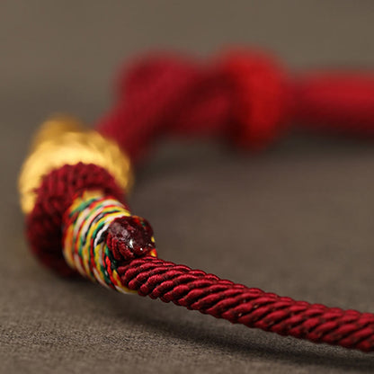 Buddhist Blessing 999 Gold Year of the Snake Design Handmade Luck Protection Rope Braided Bracelet
