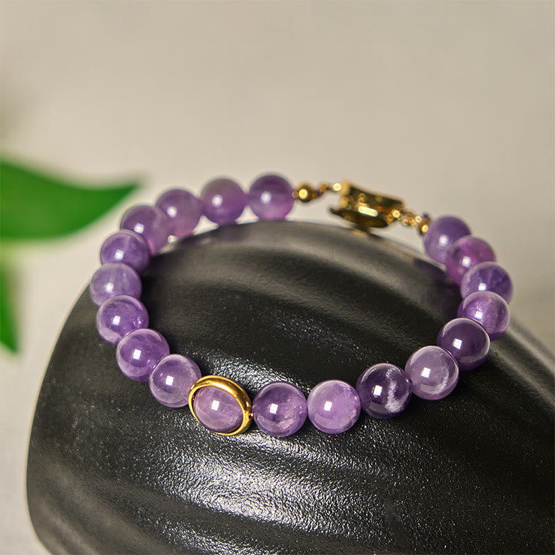 Buddhist Blessing Natural Amethyst Beads Balance Relieves Stress Buckle Bracelet