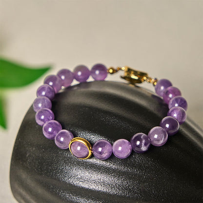 Buddhist Blessing Natural Amethyst Beads Balance Relieves Stress Buckle Bracelet