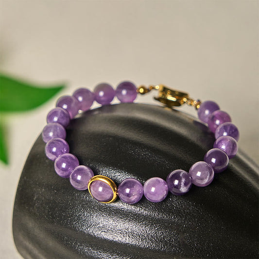 Buddhist Blessing Natural Amethyst Beads Balance Relieves Stress Buckle Bracelet